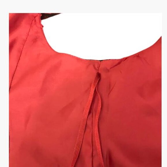 White House Black Market Red and Black Rose Motif Jacquard A-Line Dress 8 EUC - Picture 7 of 12